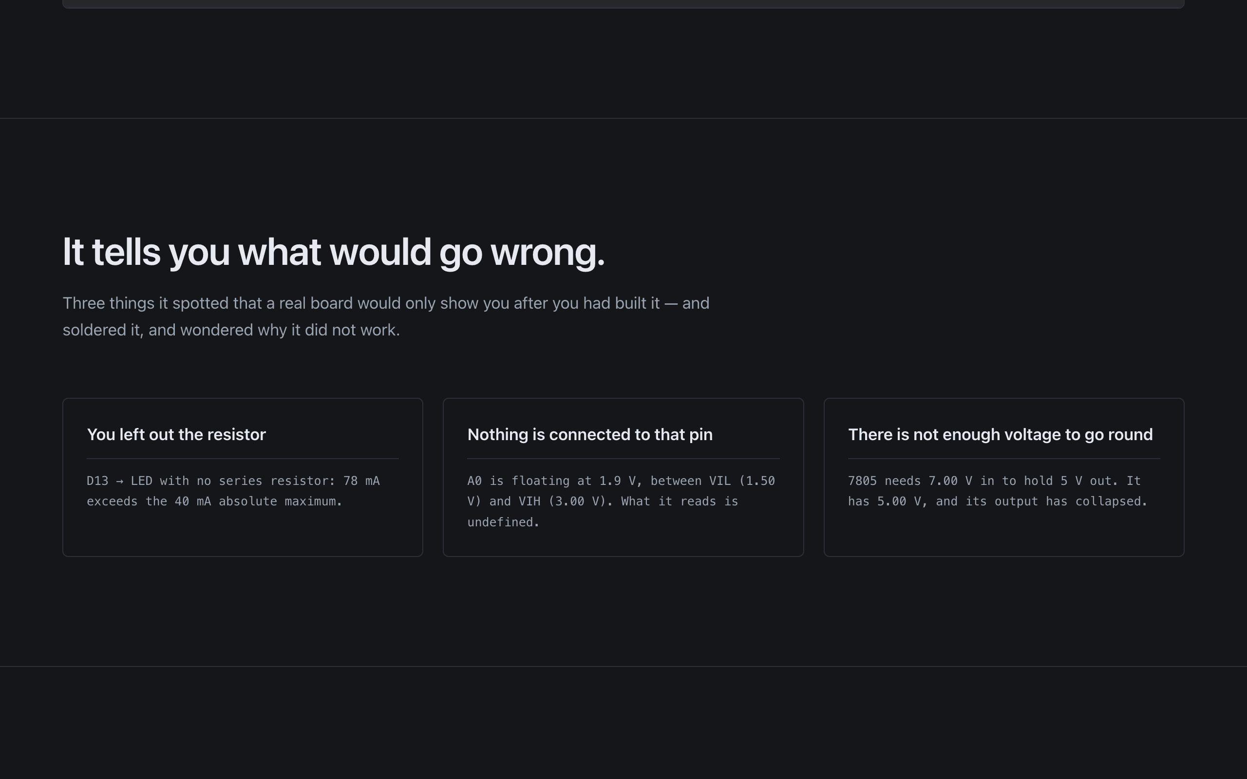It tells you what went wrong — screenshot of RoboJourney